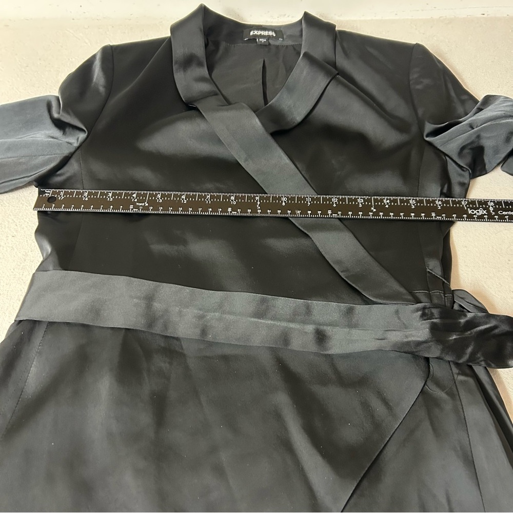 Express Wrap Blazer Womens S Black Side Tie Lined Chic Career Business Office - Picture 12 of 13